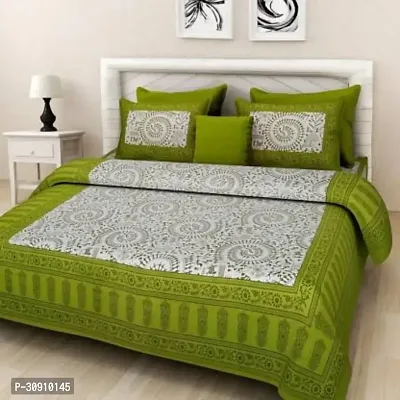 Comfortable Cotton Printed King Bedsheet With Pillow Covers-thumb0