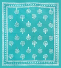 Comfortable Turquoise Cotton Printed 1 Bedsheet + 2 Pillowcovers-thumb3