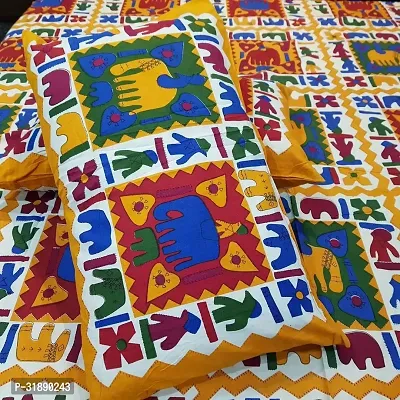 Comfortable Multicoloured Cotton Printed 1 Bedsheet + 2 Pillowcovers-thumb2