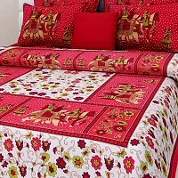 Comfortable Multicoloured Cotton Printed 1 Bedsheet + 2 Pillowcovers-thumb1