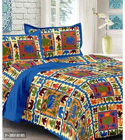 Comfortable Cotton Printed King Bedsheet With Pillow Covers-thumb0