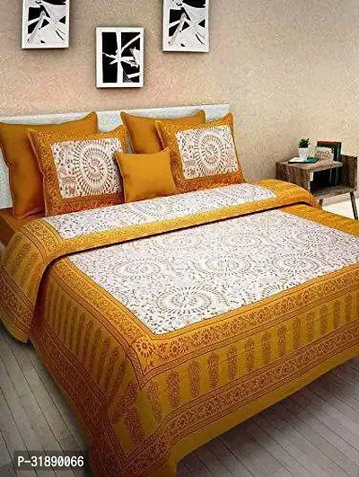 Comfortable Multicoloured Cotton Printed 1 Bedsheet + 2 Pillowcovers-thumb0