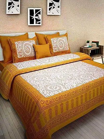 Cotton Queen Size Bedsheets with 2Pillow Covers