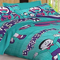 Comfortable Turquoise Cotton Printed 1 Bedsheet + 2 Pillowcovers-thumb1