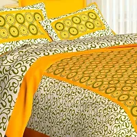 Comfortable Multicoloured Cotton Printed 1 Bedsheet + 2 Pillowcovers-thumb1