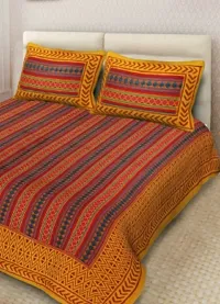 Comfortable Multicoloured Cotton Printed 1 Bedsheet + 2 Pillowcovers-thumb1