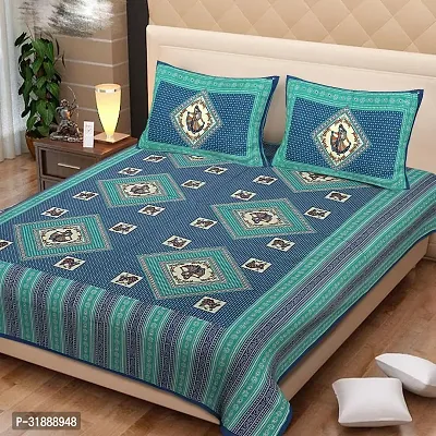 Comfortable Multicoloured Cotton Printed 1 Bedsheet + 2 Pillowcovers