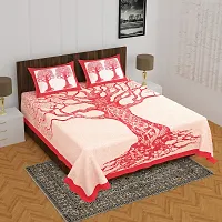 Comfortable Red Cotton Double 1 Bedsheet + 2 Pillowcovers-thumb1