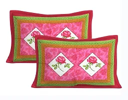 Stylish Pink Cotton Printed 1 Bedsheet 2 Pillowcovers For Double Bed-thumb2