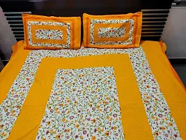 Comfortable Multicoloured Cotton Printed 1 Bedsheet + 2 Pillowcovers-thumb1