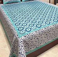 Comfortable Blue Cotton Double 1 Bedsheet + 2 Pillowcovers-thumb1