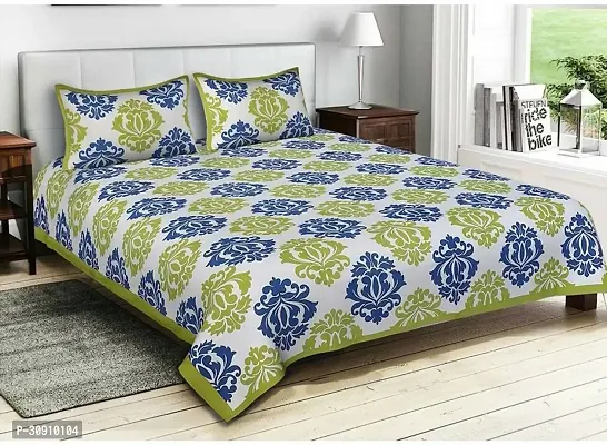 Comfortable Cotton Printed King Bedsheet With Pillow Covers-thumb0