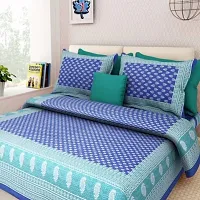 Comfortable Multicoloured Cotton Printed 1 Bedsheet + 2 Pillowcovers-thumb1