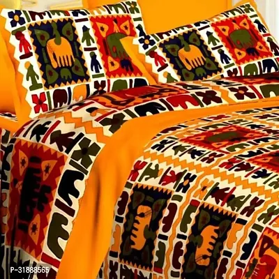 Comfortable Multicoloured Cotton Printed 1 Bedsheet + 2 Pillowcovers-thumb2