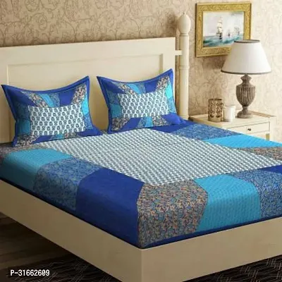 Comfortable Multicoloured Cotton Double 1 Bedsheet + 2 Pillowcovers