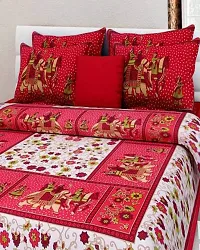 Comfortable Multicoloured Cotton Printed 1 Bedsheet + 2 Pillowcovers-thumb1