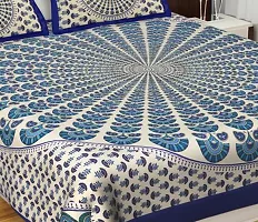 Comfortable Multicoloured Cotton Printed 1 Bedsheet + 2 Pillowcovers-thumb1