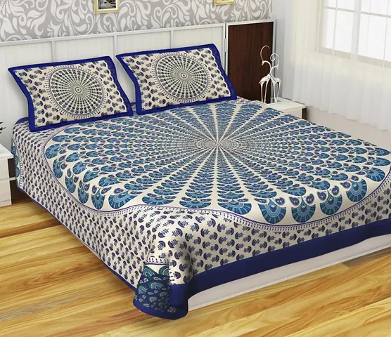 Best Selling Bedsheets!! Jaipuri Printed Double Bedsheets with Pillow Covers