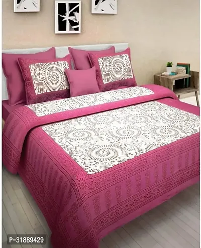 Comfortable Multicoloured Cotton Printed 1 Bedsheet + 2 Pillowcovers-thumb0