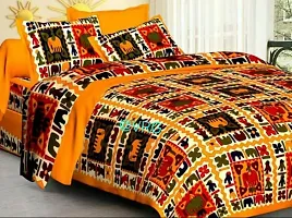 Comfortable Multicoloured Cotton Printed 1 Bedsheet + 2 Pillowcovers-thumb1