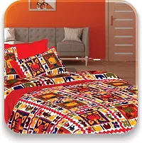 Comfortable Multicoloured Cotton Printed 1 Bedsheet + 2 Pillowcovers-thumb2