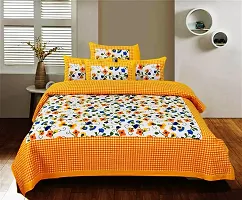 Comfortable Multicoloured Cotton Printed 1 Bedsheet + 2 Pillowcovers-thumb2