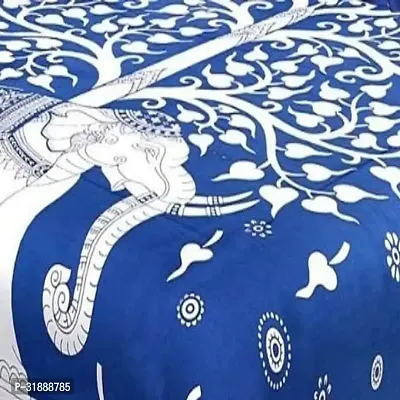 Comfortable Blue Cotton Printed 1 Bedsheet + 2 Pillowcovers-thumb2