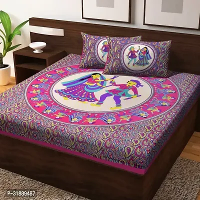 Comfortable Multicoloured Cotton Printed 1 Bedsheet + 2 Pillowcovers-thumb0