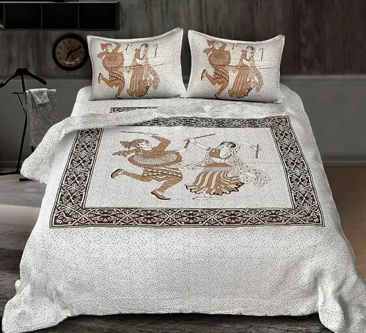 Printed Cotton Double Bedsheet with 2 Pillow Cover