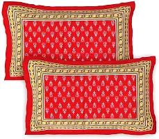 Comfortable Red Cotton Printed 1 Bedsheet + 2 Pillowcovers-thumb3