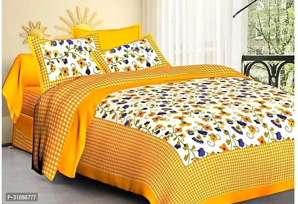 Comfortable Multicoloured Cotton Printed 1 Bedsheet + 2 Pillowcovers-thumb0