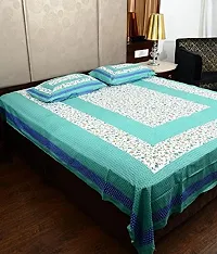 Comfortable Multicoloured Cotton Printed 1 Bedsheet + 2 Pillowcovers-thumb3