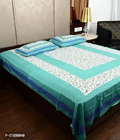 Comfortable Multicoloured Cotton Printed 1 Bedsheet + 2 Pillowcovers-thumb4