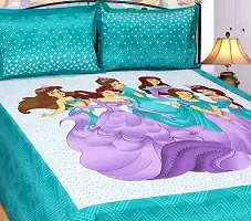 Comfortable Turquoise Cotton Printed 1 Bedsheet + 2 Pillowcovers-thumb1