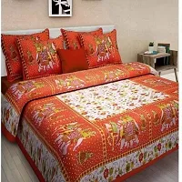 Comfortable Multicoloured Cotton Printed 1 Bedsheet + 2 Pillowcovers-thumb1