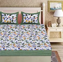 Comfortable Multicoloured Cotton Printed 1 Bedsheet + 2 Pillowcovers-thumb1