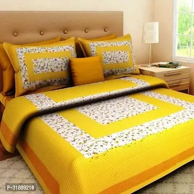 Comfortable Multicoloured Cotton Printed 1 Bedsheet + 2 Pillowcovers