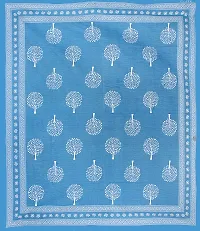 Comfortable Blue Cotton Printed 1 Bedsheet + 2 Pillowcovers-thumb2