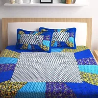 Comfortable Multicoloured Cotton Printed 1 Bedsheet + 2 Pillowcovers-thumb1