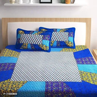 Comfortable Multicoloured Cotton Printed 1 Bedsheet + 2 Pillowcovers-thumb2