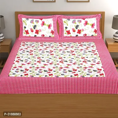 Comfortable Multicoloured Cotton Printed 1 Bedsheet + 2 Pillowcovers-thumb2