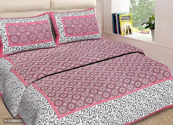 Comfortable Multicoloured Cotton Printed 1 Bedsheet + 2 Pillowcovers