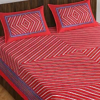 Comfortable Red Cotton Printed 1 Bedsheet + 2 Pillowcovers-thumb1