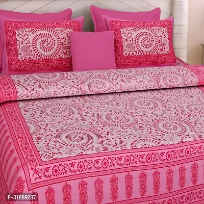 Comfortable Multicoloured Cotton Printed 1 Bedsheet + 2 Pillowcovers-thumb2