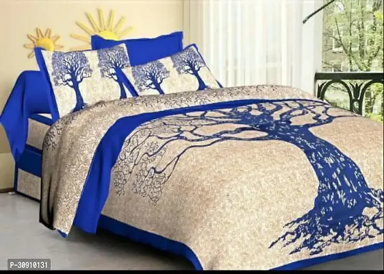 Comfortable Cotton Printed King Bedsheet With Pillow Covers-thumb0