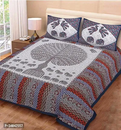 Stylish Grey Cotton Printed 1 Bedsheet 2 Pillowcovers For Double Bed-thumb3