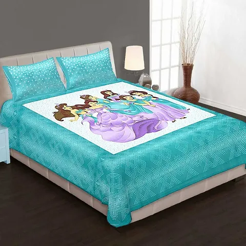 Printed Cotton Double Bedsheet with 2 Pillow Cover