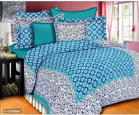 Comfortable Multicoloured Cotton Printed 1 Bedsheet + 2 Pillowcovers-thumb0