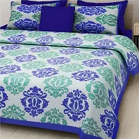 Comfortable Multicoloured Cotton Printed 1 Bedsheet + 2 Pillowcovers-thumb1