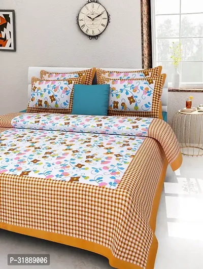 Comfortable Multicoloured Cotton Printed 1 Bedsheet + 2 Pillowcovers